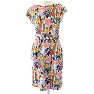 Boden Tropical Print Cotton Dress Womens 8R Hawaiian Preppy Pheasants Pockets